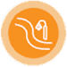 Orange circle with sidewalk icon